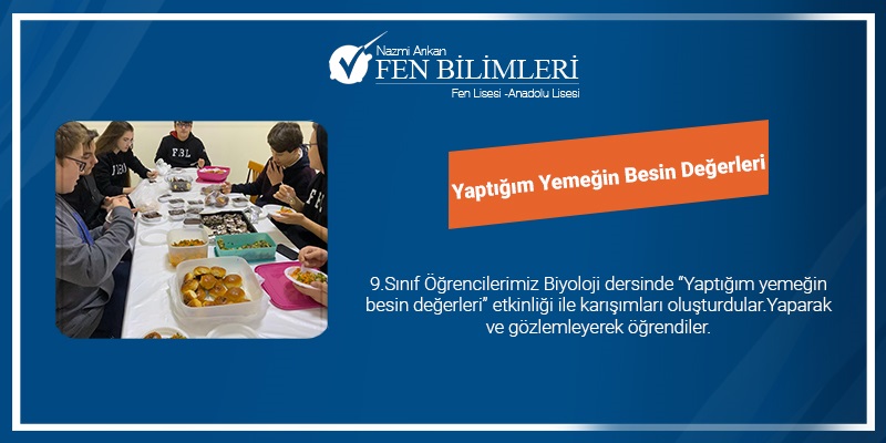 YAPTIĞIM YEMEĞİN BESİN DEĞERLERİ